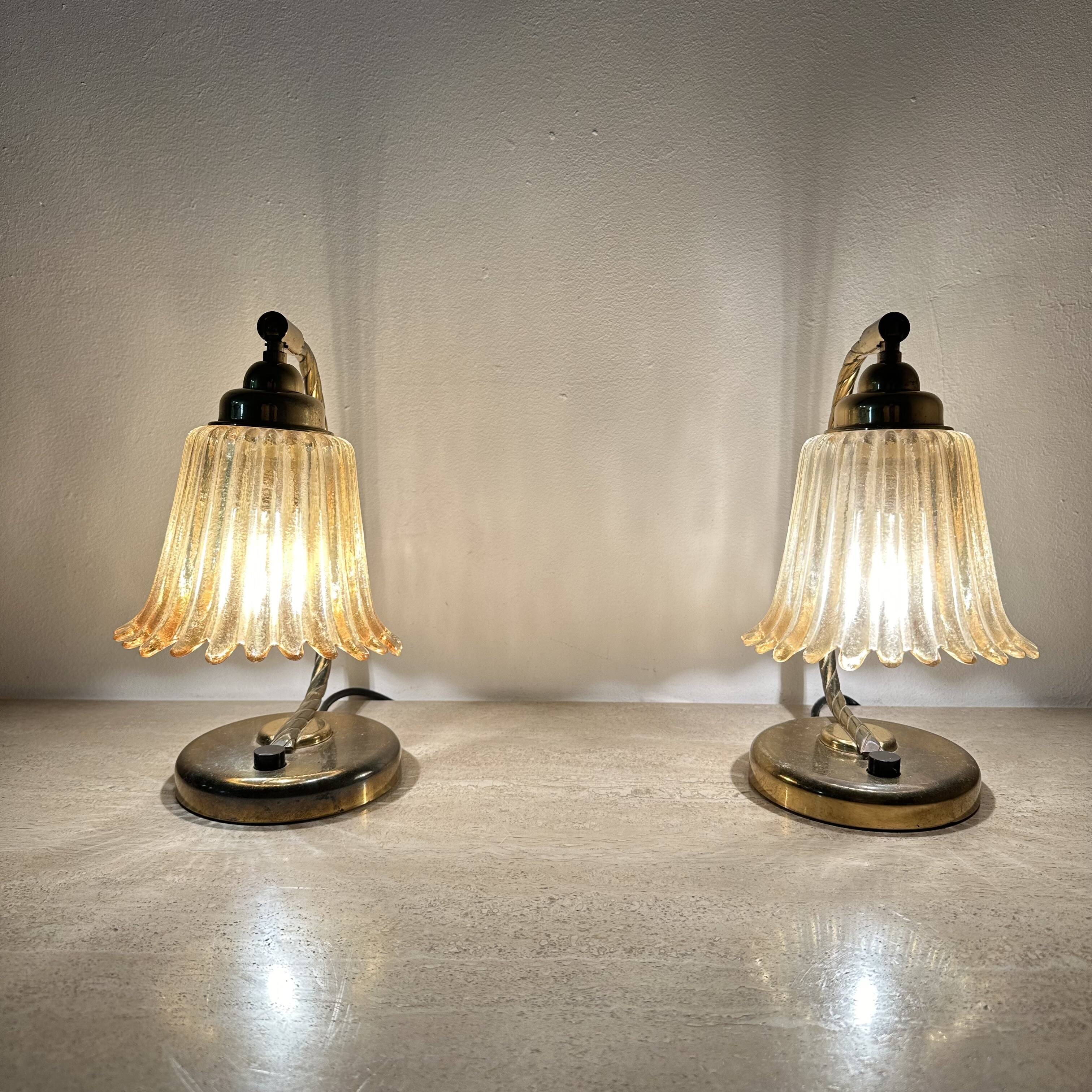 Lot de 2 lampes de table art déco, années 50