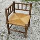Fauteuil d'angle paillé bois tourné