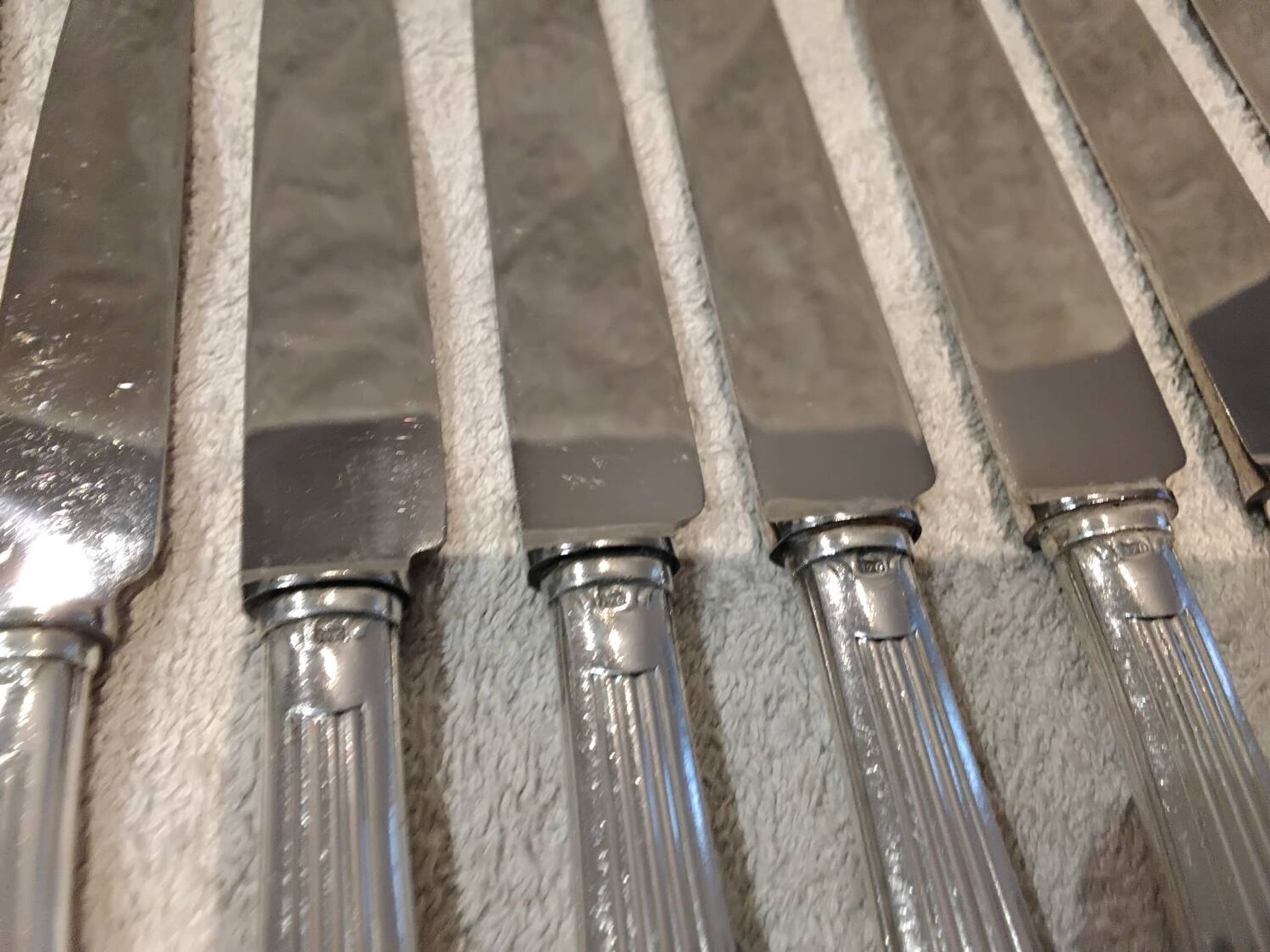 12 dessert knives with silver metal handles, goldsmith SFAM art deco