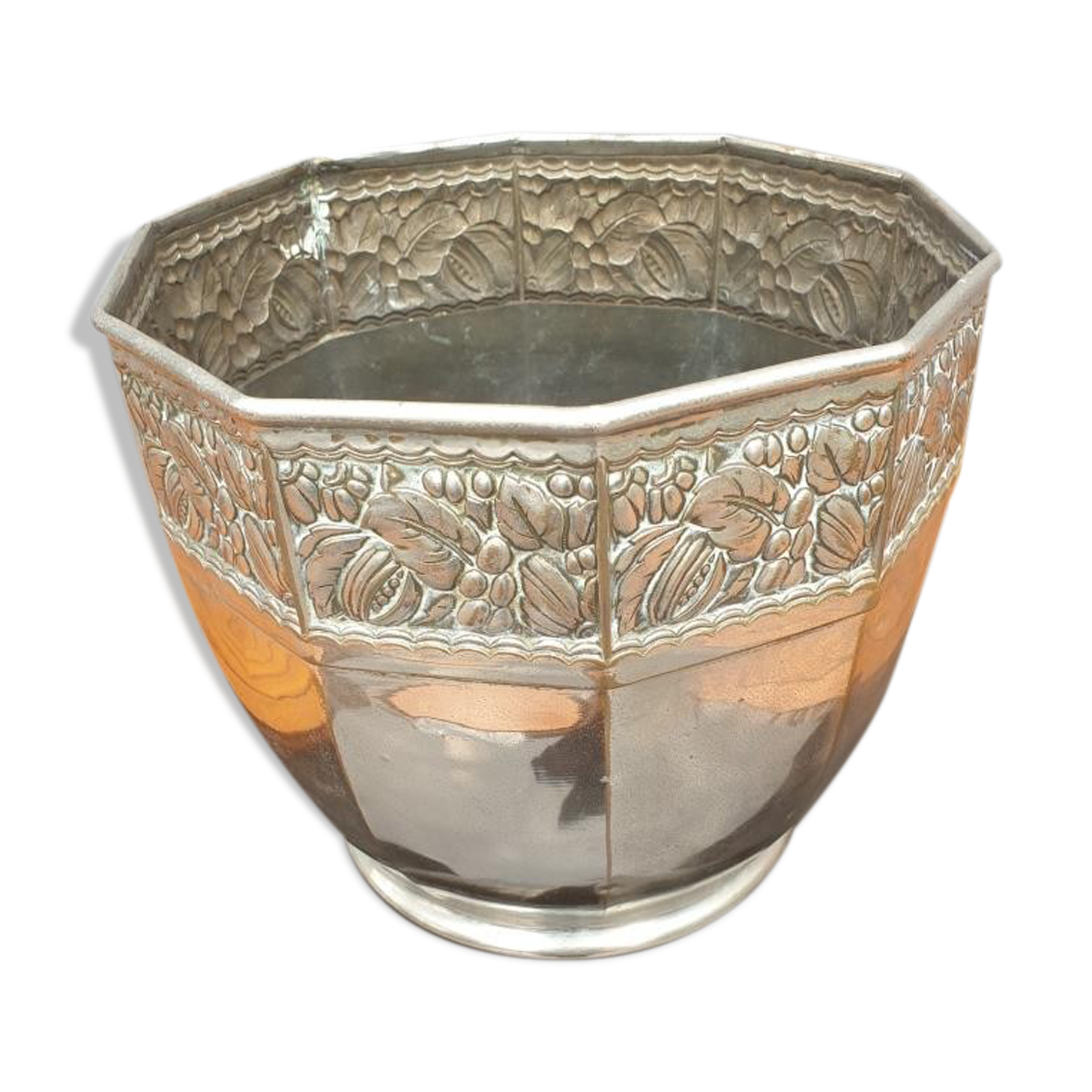 Art Deco chrome brass pot cache