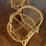 Pair of vintage rattan armchairs from the 70s