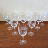 Verres anciens en cristal gravés Modèle Dampierre