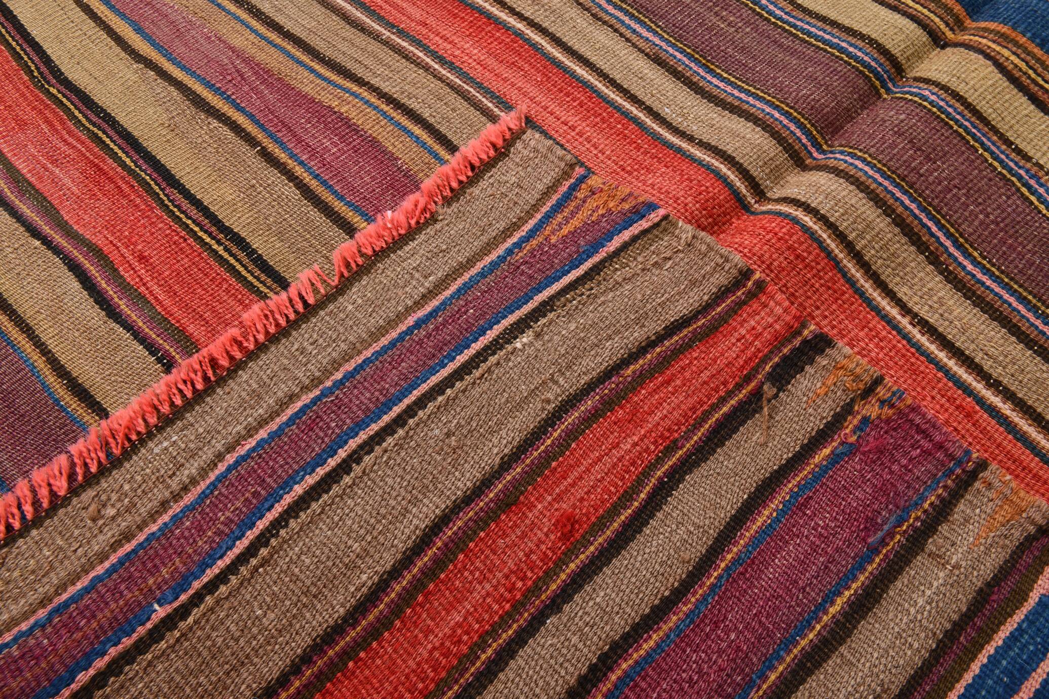 Burgundy & Brown Vintage Kilim Rug, 140x214Cm