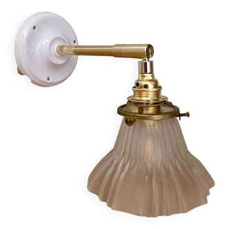 Vintage art deco frosted glass tulip wall light