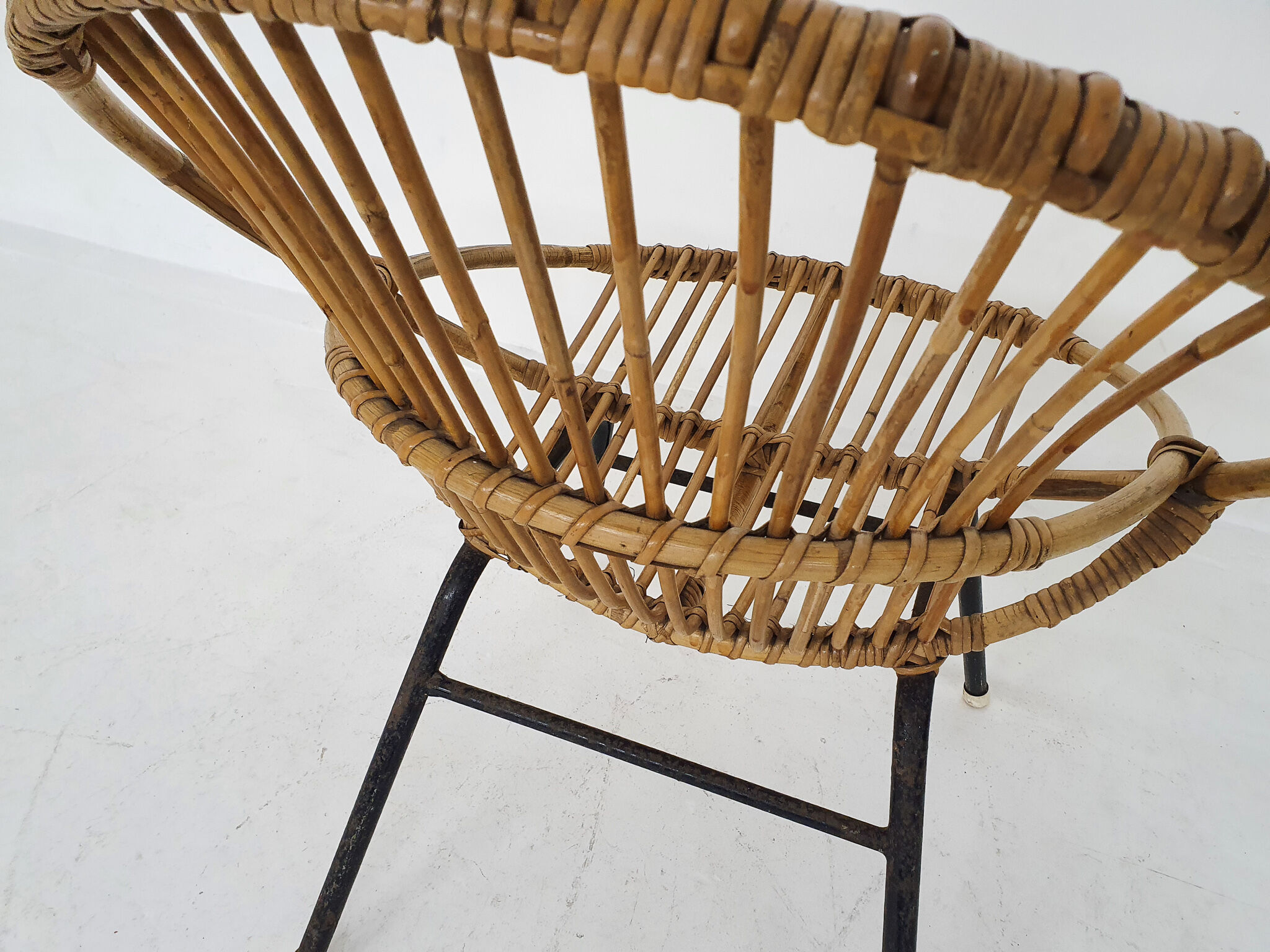 Rattan and metal armchair Rohe Noordwolde, Netherlands 1950s