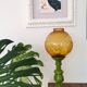 Mid-century italian yellow & green wood and glass table lamp