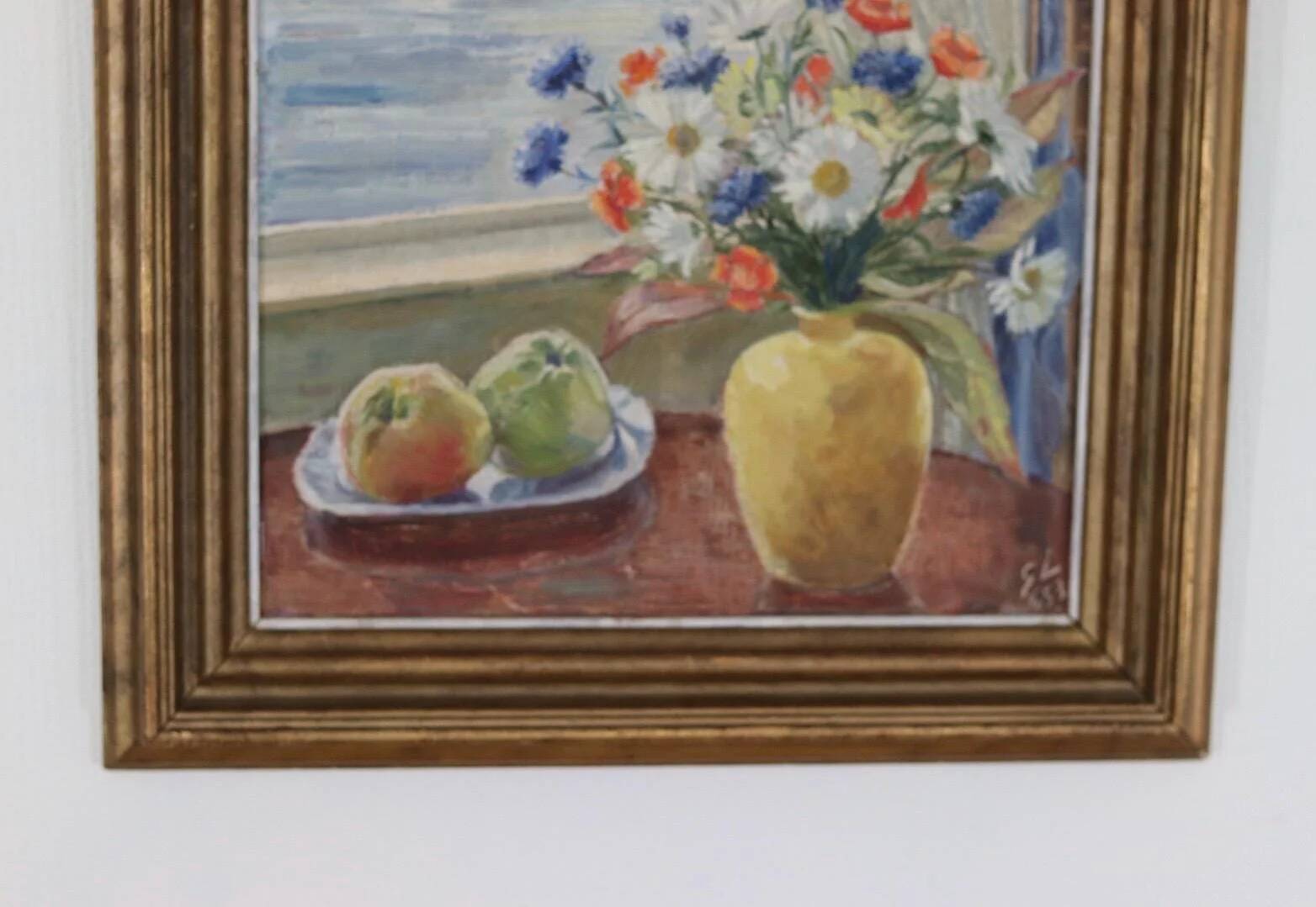 Nature morte avec vue par la fenêtre, par Gerhard Larsson, 1953