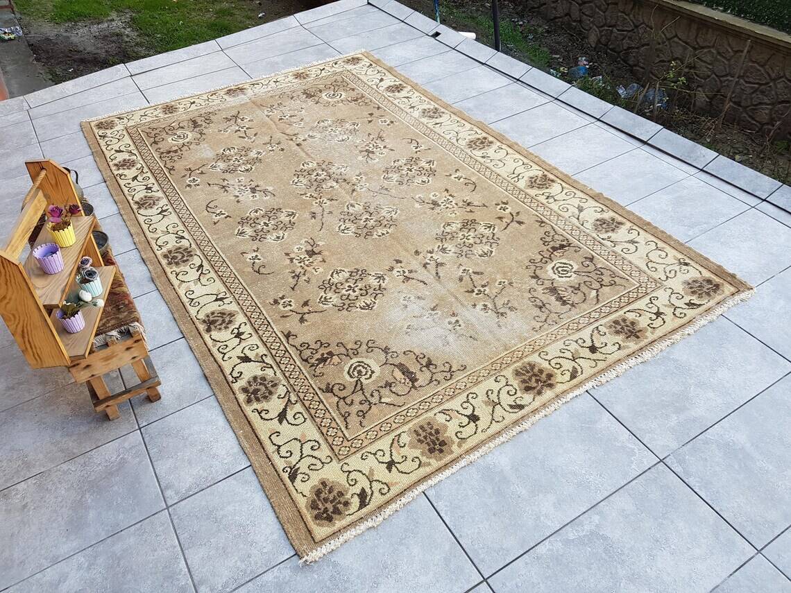 Oushak Vintage Floral Handmade Rug sku882