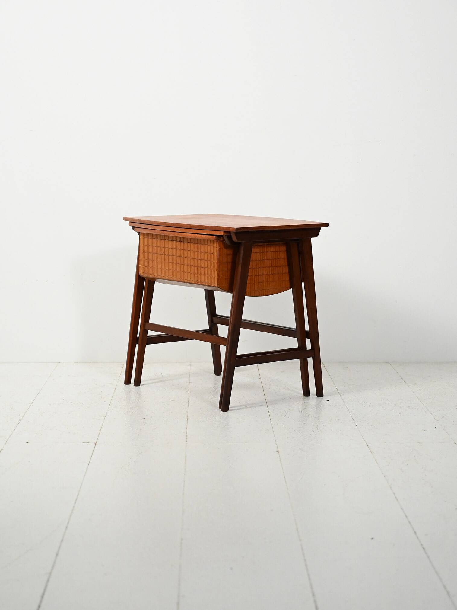 Pair of Scandinavian Nesting Coffee Tables with Yarn Box