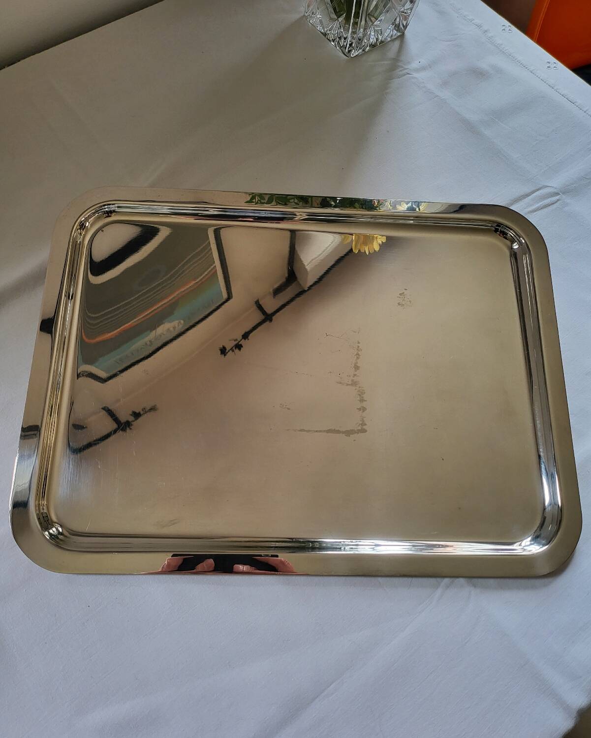 Large Silver Metal Serving Tray