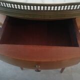 Louis XVI style hot water bottle table in walnut and mahogany