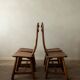 Brutalist Oak Dining Chairs Sculptural Backs by De Puydt, 1960s, Set of 4