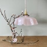 Vintage lampshade pendant light in pink opaline