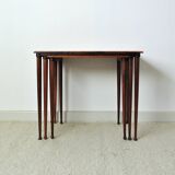 Scandinavian Modern Rosewood Nesting Tables with Drumstick Legs