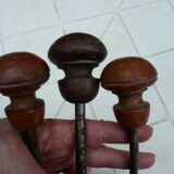 Set of 3 double bistro coat racks in wood and metal