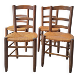 4 brutalist straw chairs
