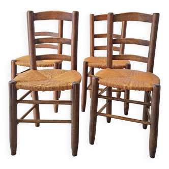 4 chaises brutaliste paille