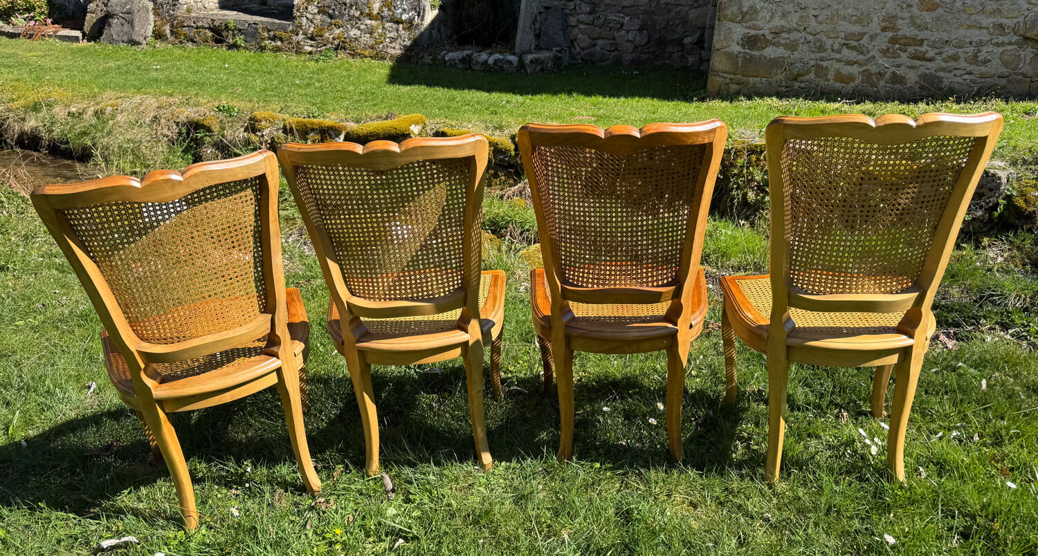 4 caned chairs in cherry wood – Louis XV style