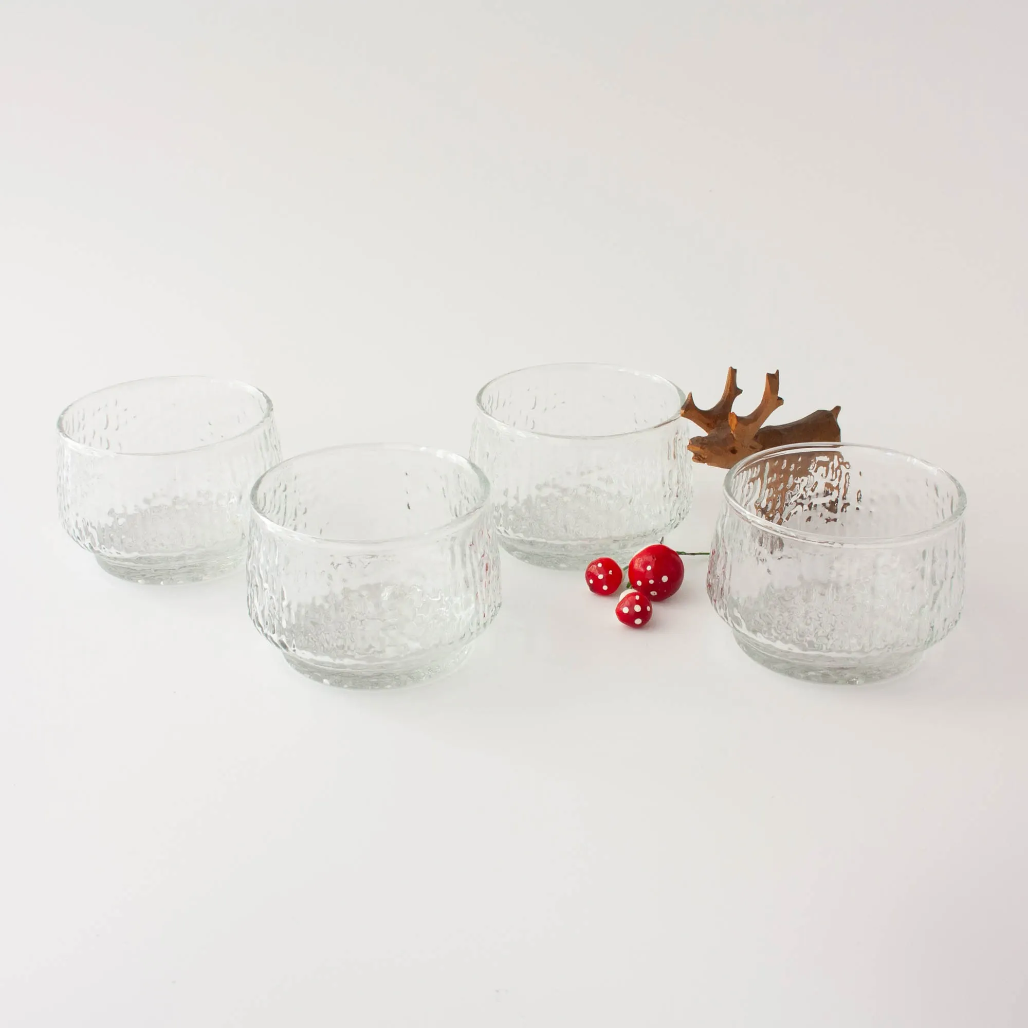 Scandinavian Style Textured Glass Dessert Bowls, 1960's