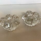 Pair of glass flower candle holders