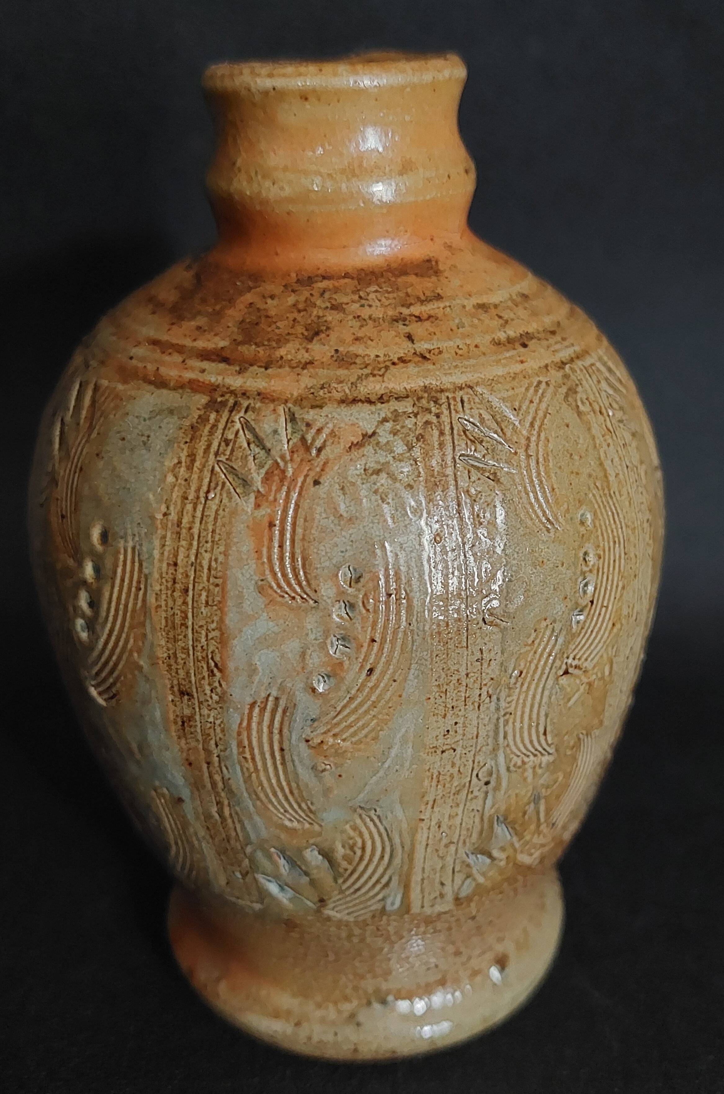 20th century stoneware carafe, salt stoneware, Perrine Léger, the workshop of the upper Gard