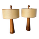 Paire de lampes de table modernes coniques en bois, Italie