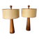 Paire de lampes de table modernes coniques en bois, Italie