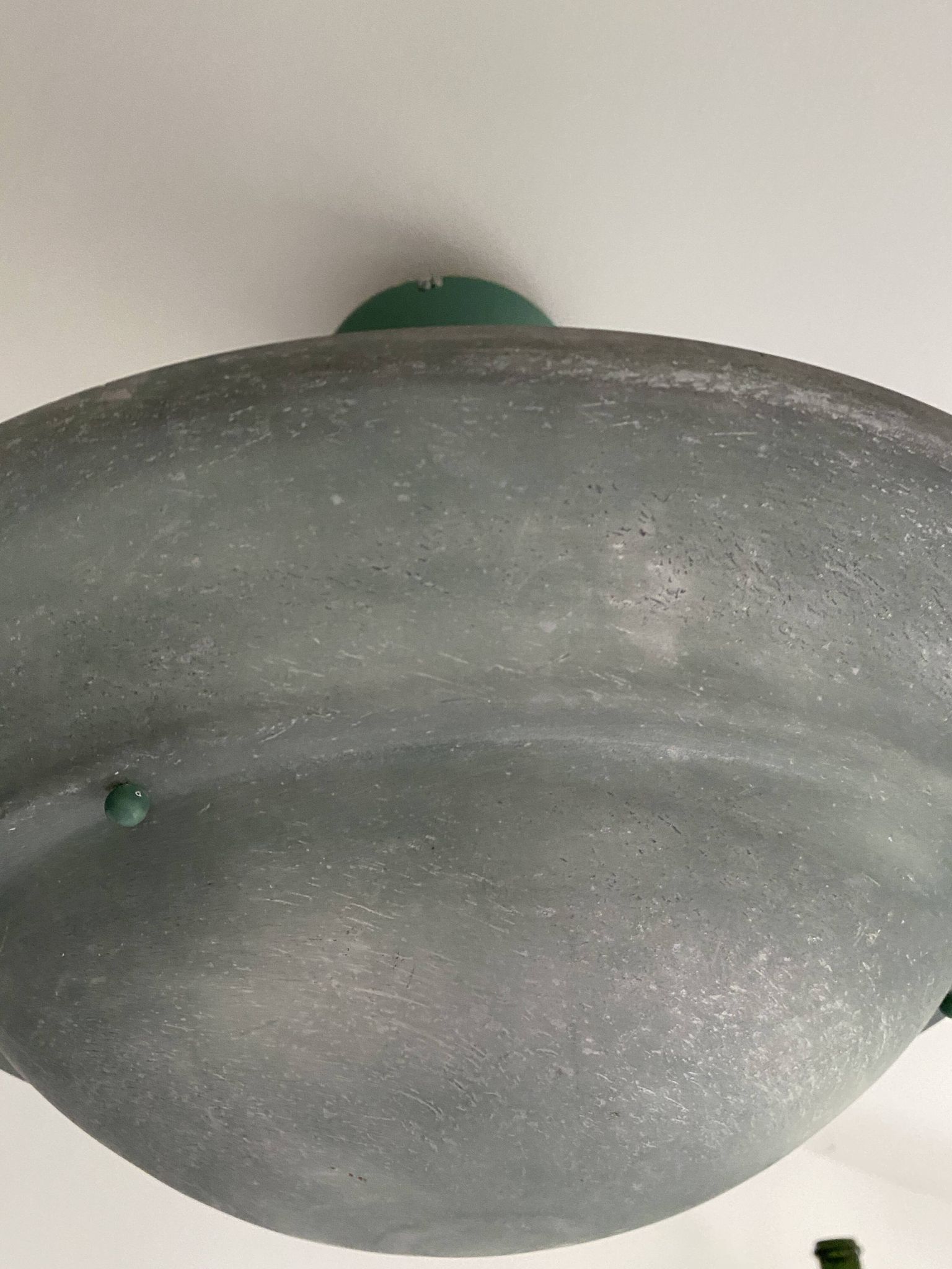 Large vintage lustra suspension light fixture large translucent green basin - SCE made in France