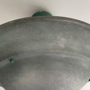 Large vintage lustra suspension light fixture large translucent green basin - SCE made in France