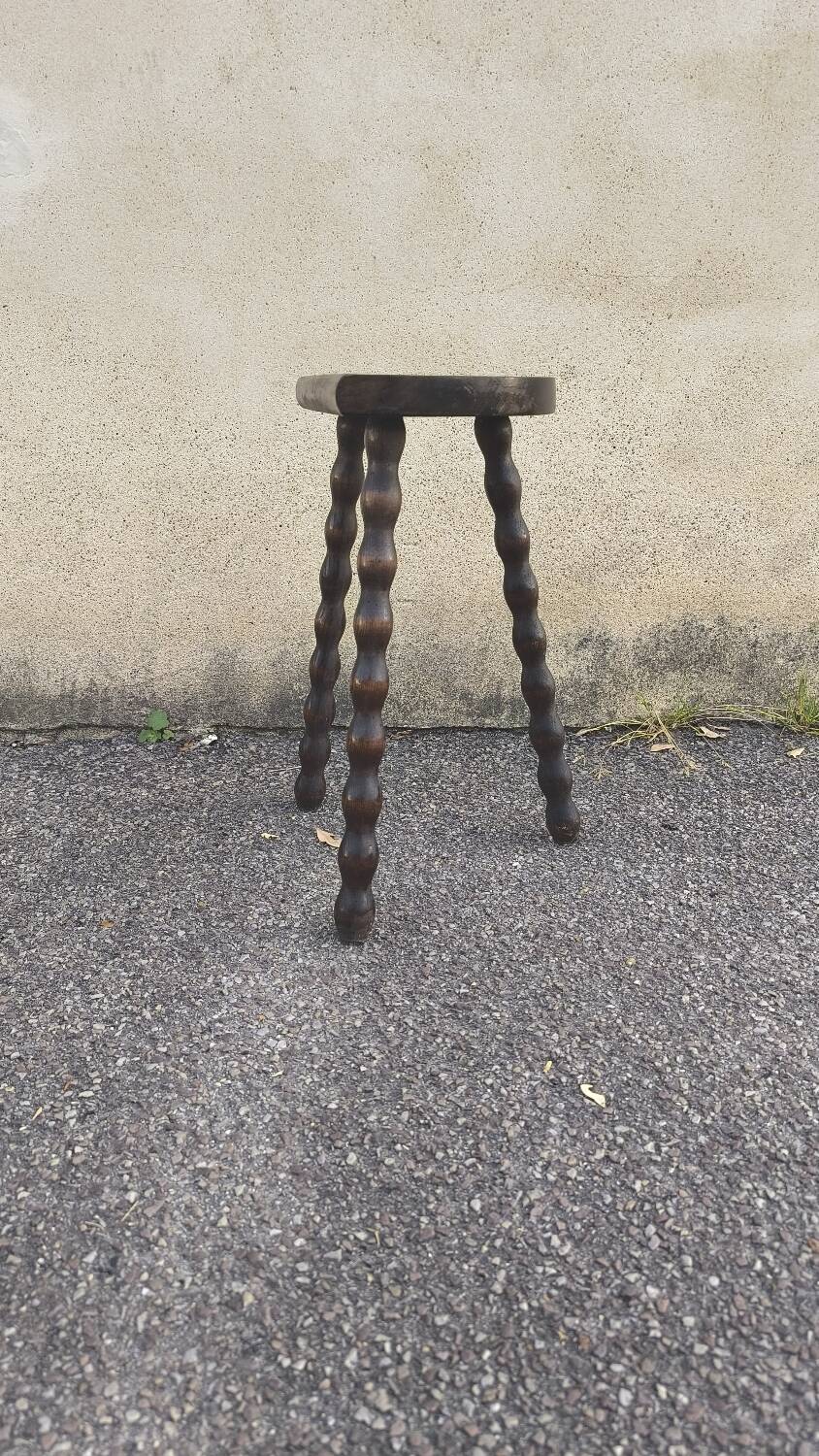 Turned wooden tripod stool 1960