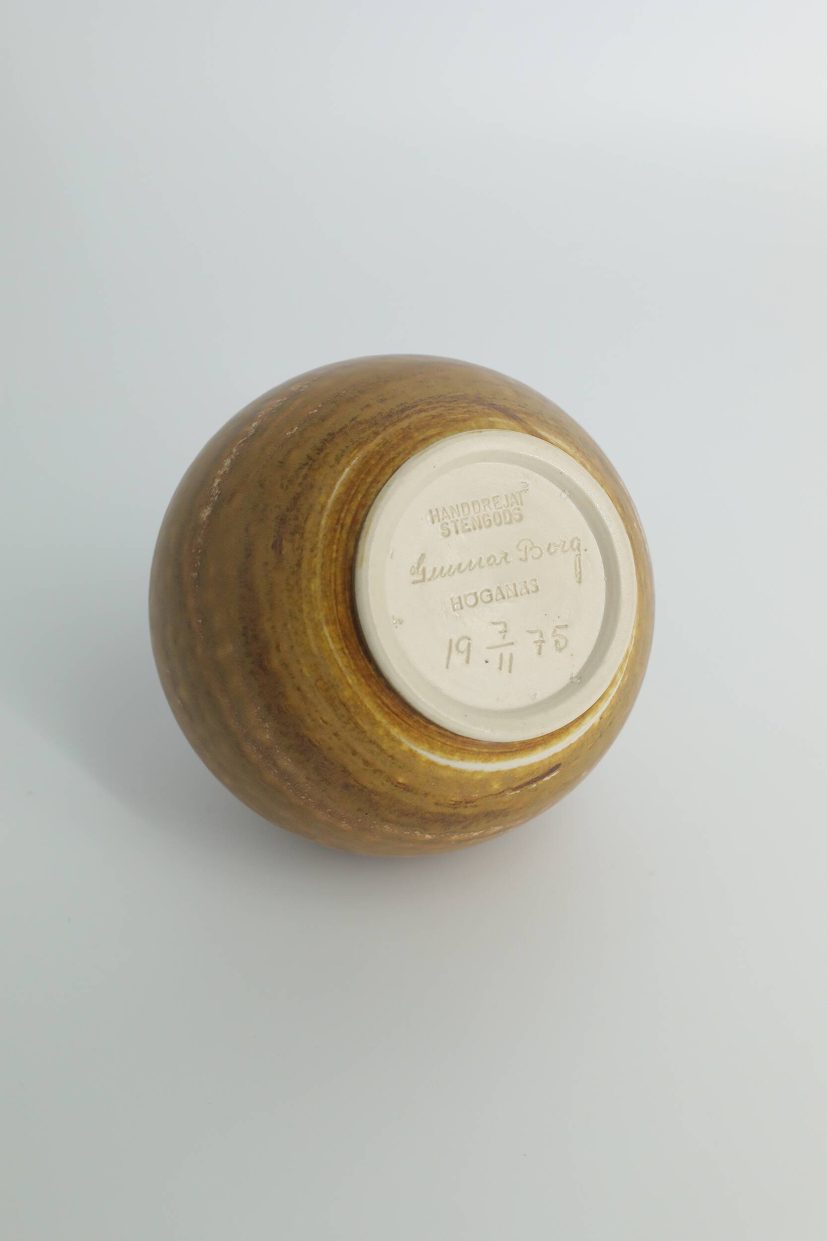 Small Spherical Collection Vase Scandinavian Modern in Stoneware by Gunnar Borg for Höganäs Keramik