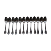 Lot 12 old silver metal spoons Christofle marly model floral decoration