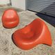 Pair of Luigi Colani armchairs - 9900 Easy Chair - orange leather - vintage -