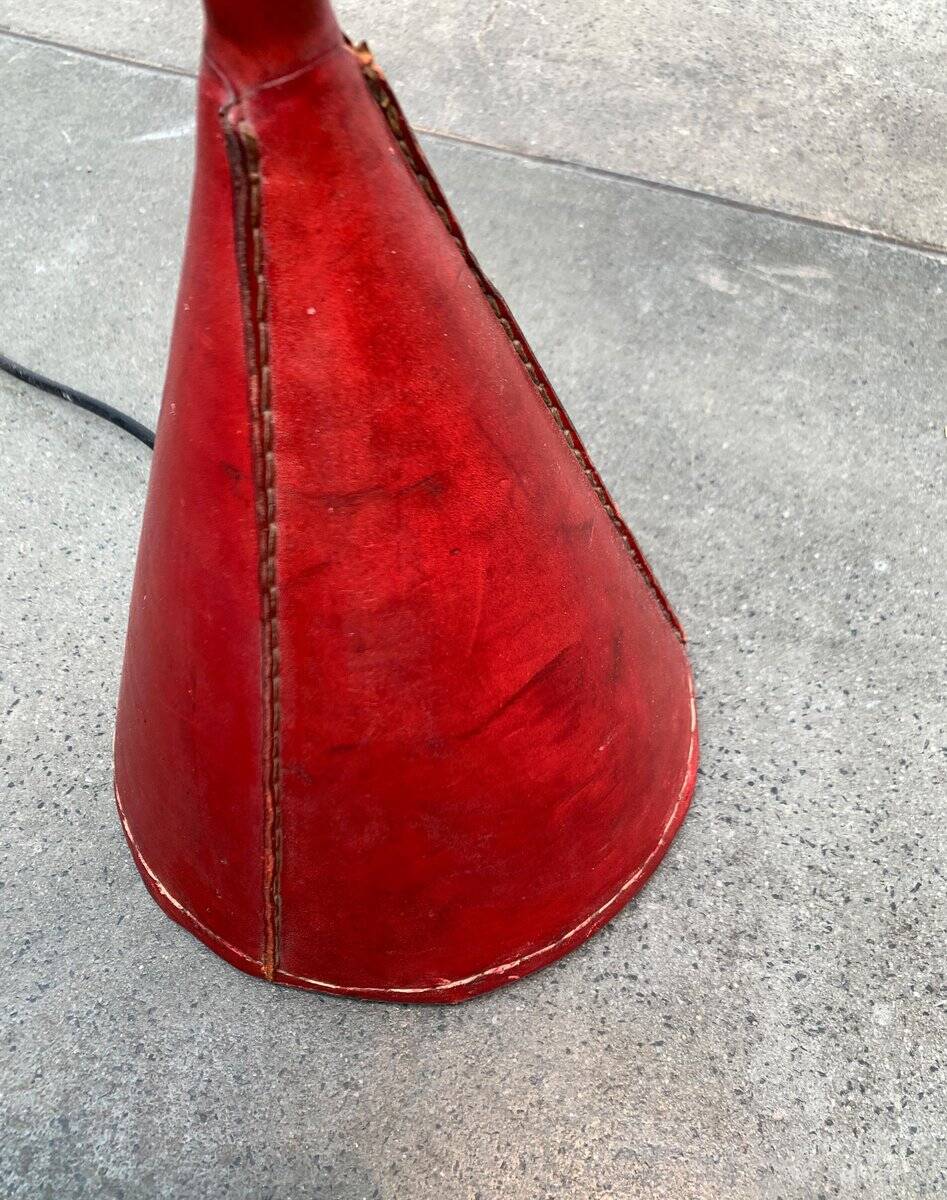 Mid-century leather floor lamp by Jacques Adnet for Valenti, Spain, 1960s.