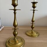 Paire de lustres vintage en laiton massif