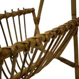 Vintage Rattan Magazine Basket Newspaper Rack 60s Rohe