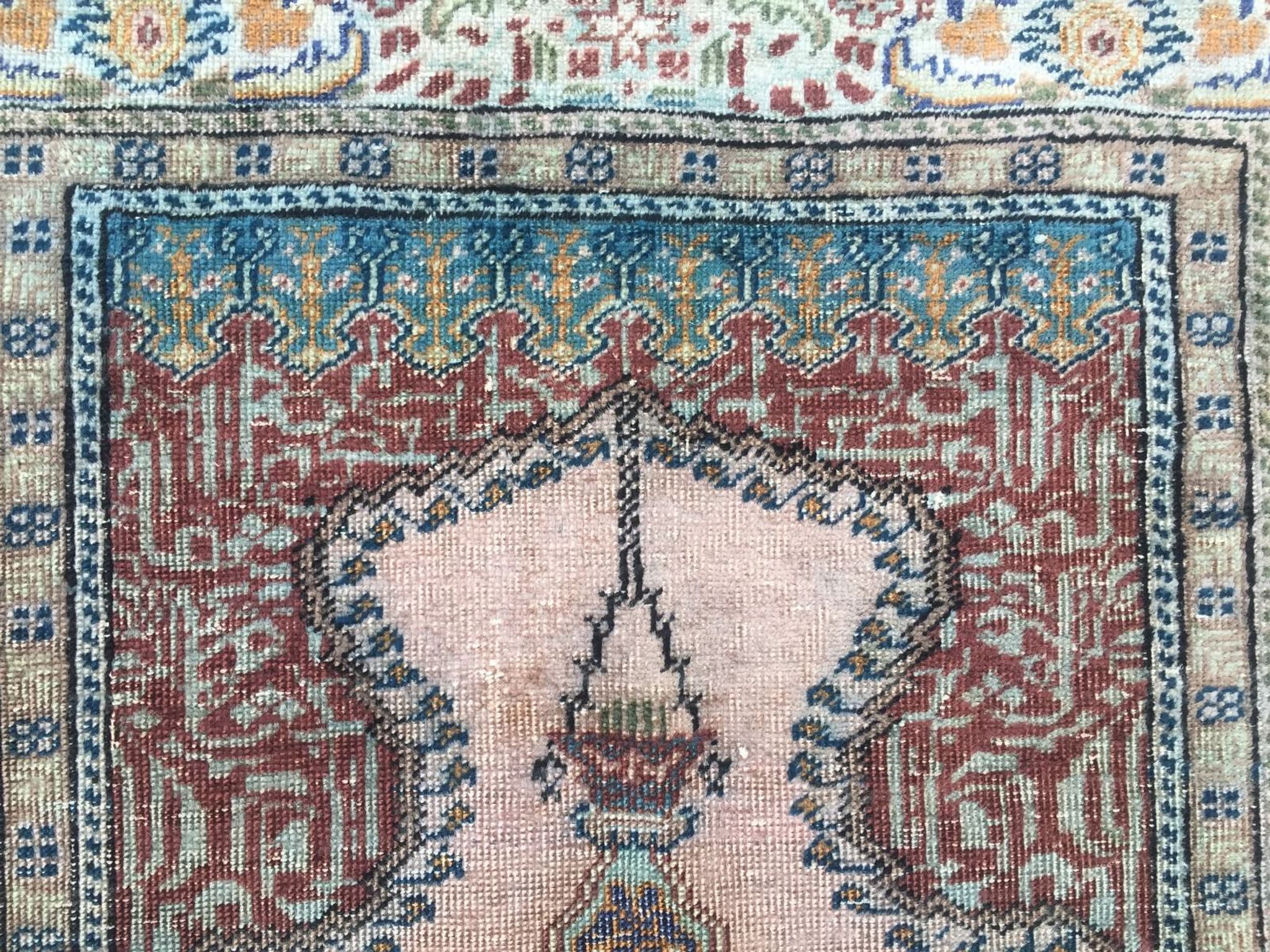 Antique Turkish Silk Rug 128x79cm Tribal Boho vintage old