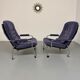 Paire de fauteuils lounge roulette design scandinave Bruno Mathsson