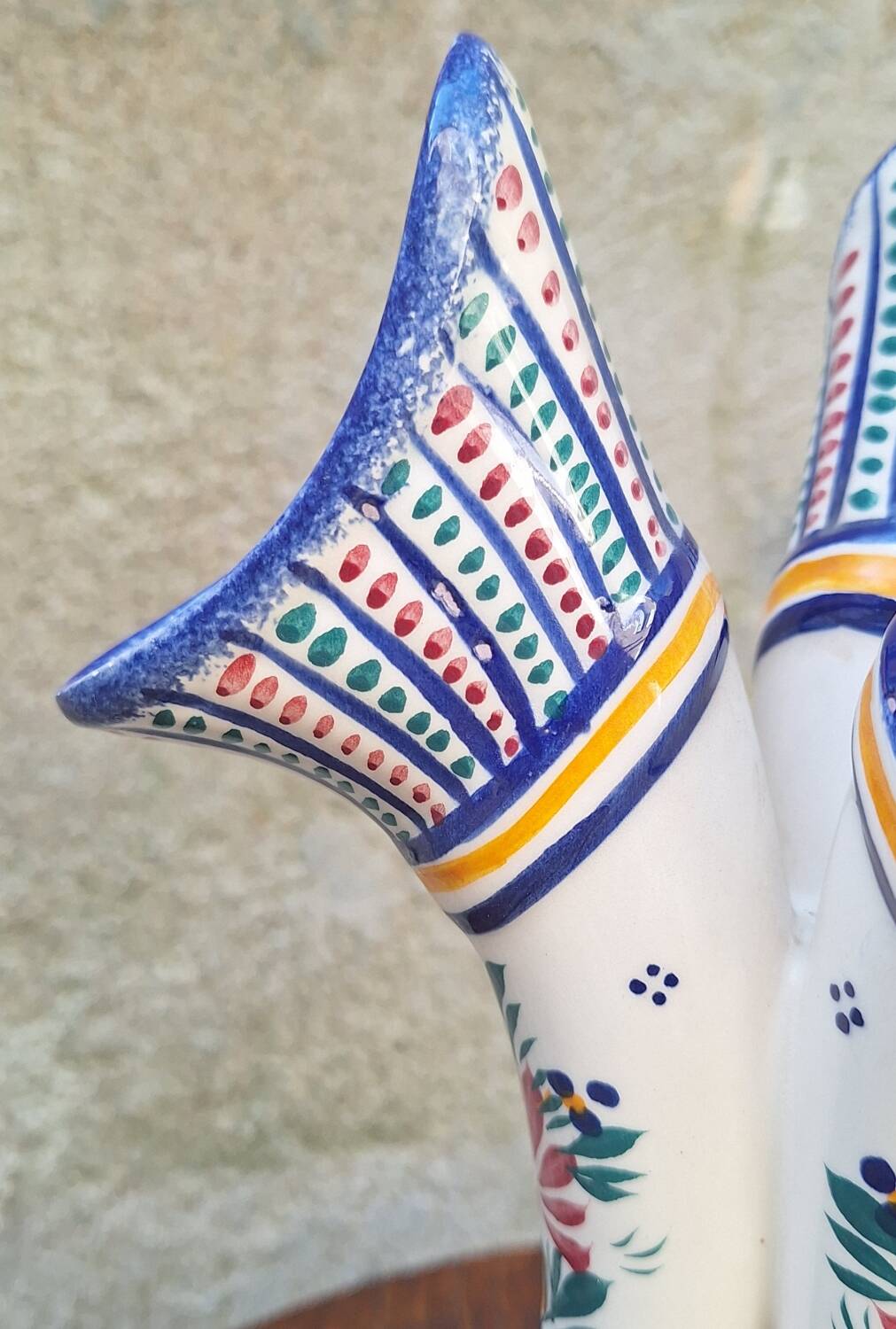 Quimper earthenware tricorn vase