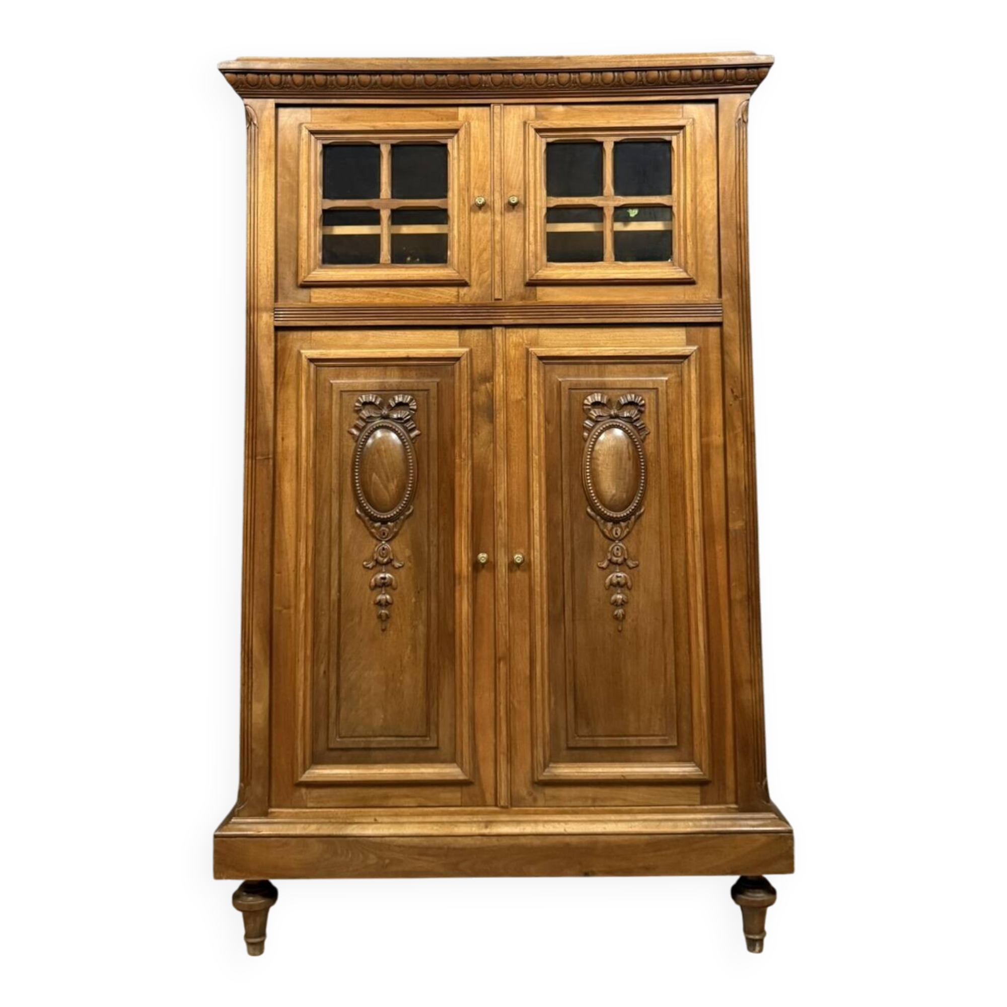 Louis XVI style library cabinet in solid walnut circa 1880