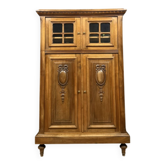 Louis XVI style library cabinet in solid walnut circa 1880
