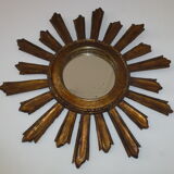 Old sun mirror gilded carved wood 50s-60s 49cm