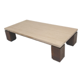 Travertine coffee table with wenge, 1970s