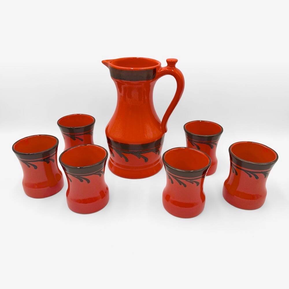 Ceramic orangeade set, orange, Zell, 1970s.