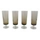 Set of 4 70s smoked glass champagne flutes