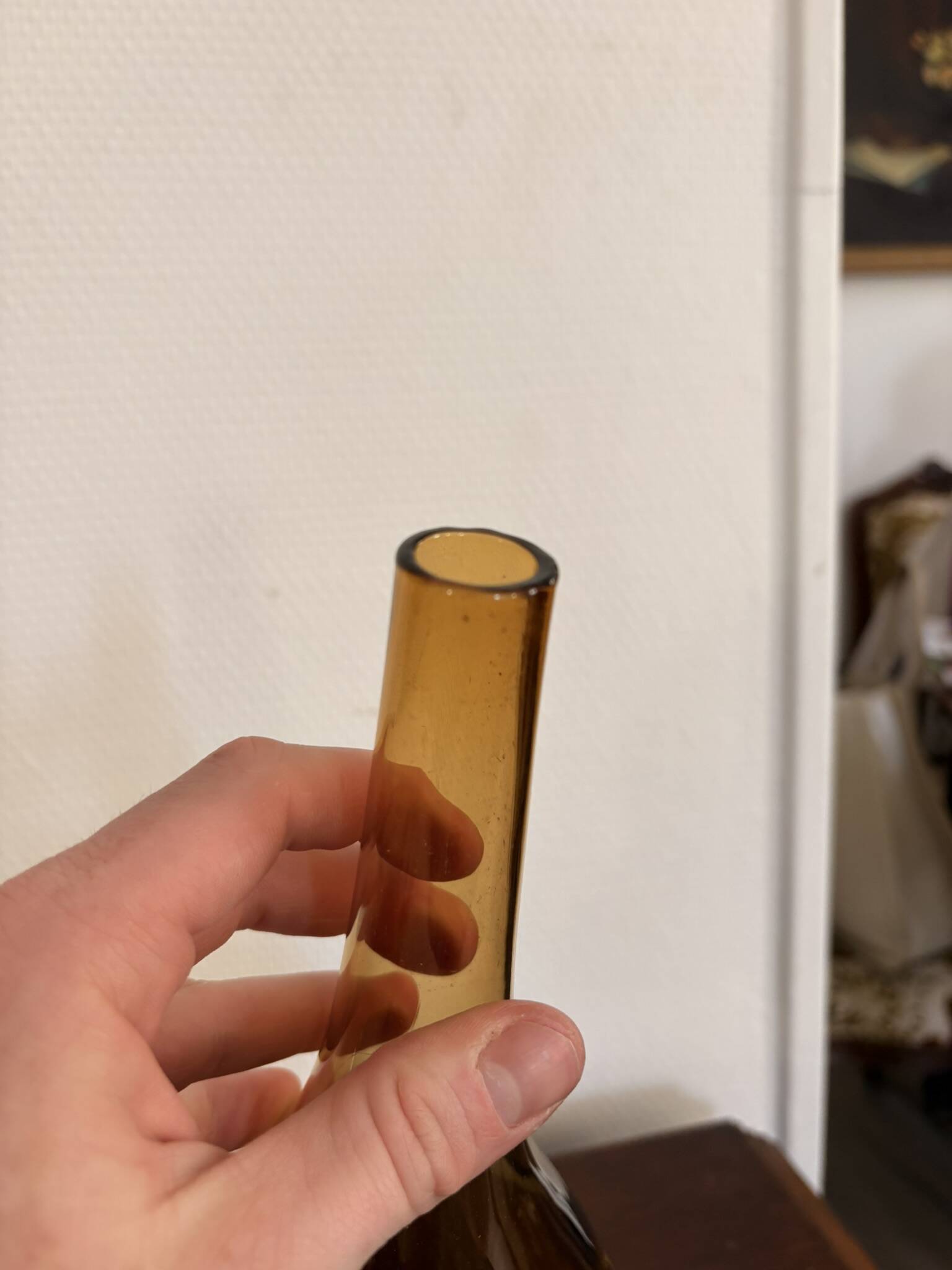 Vintage Pair of Vase Soliflore Blown Moulded Glass Mid Century Holmegaard