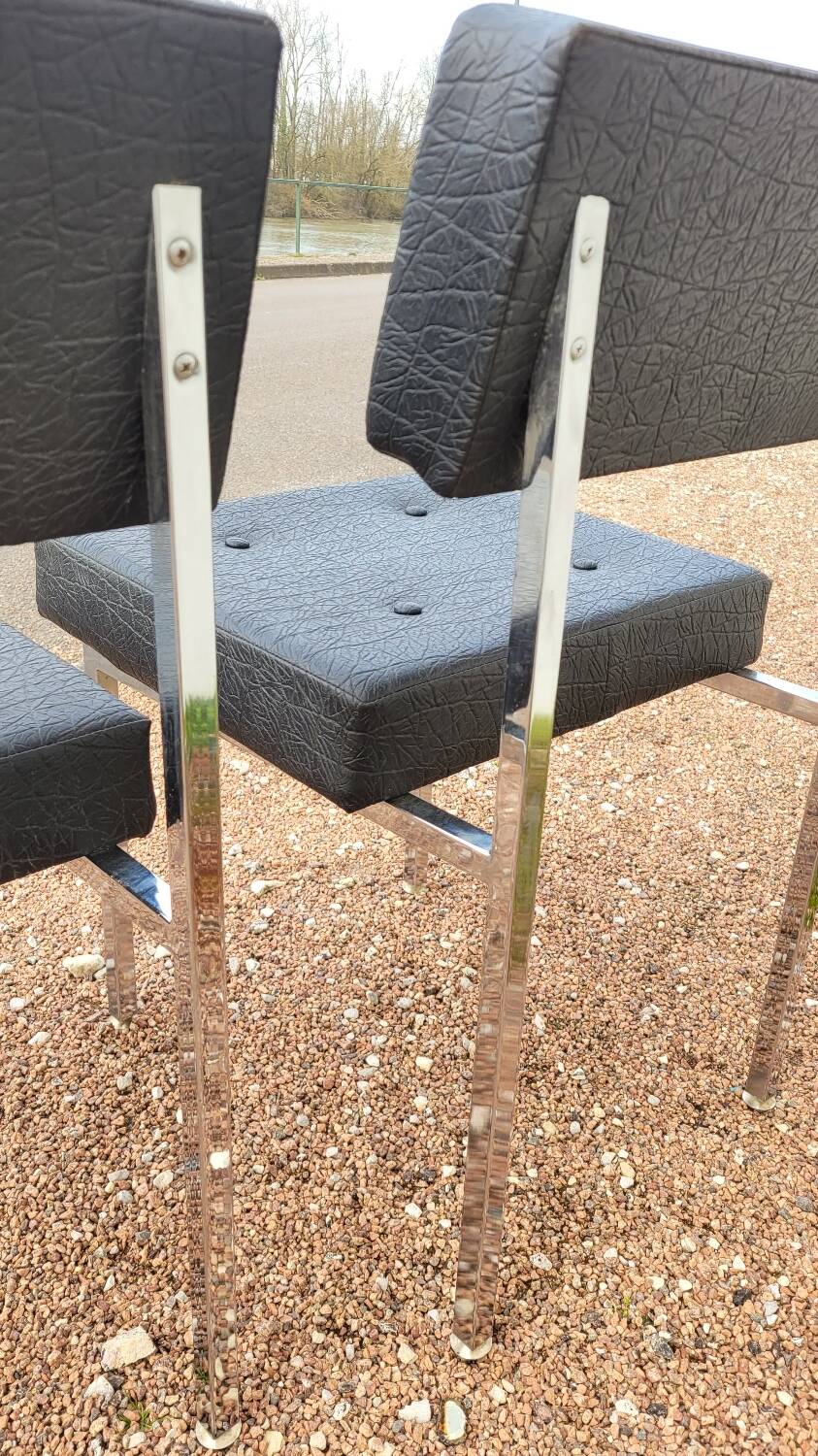 Pair of chromed design skai chairs - 1950s