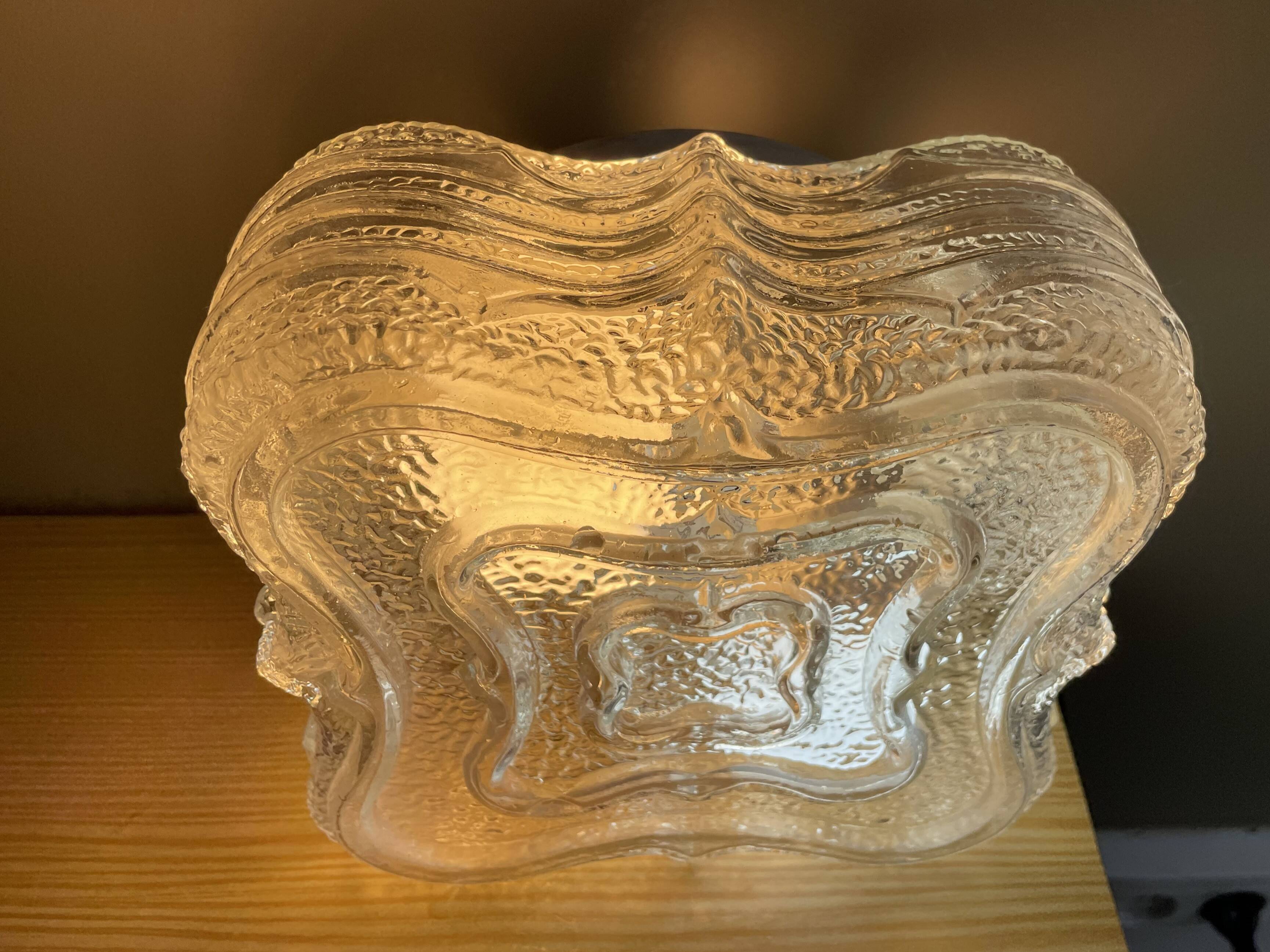 Square glass flush mounted ceiling or wall lamp