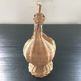 Corbeille en rotin  figurant une poule