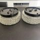 Pair of RZB ceiling lights, moulded glass, 1960. Germany.